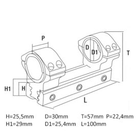 (9560) Konus Universele Montering voor 30-25,4 mm