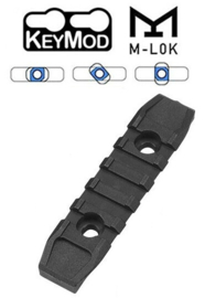(4226) Picatinny Rail M-LOK KeyMod 5 Slots Zwart