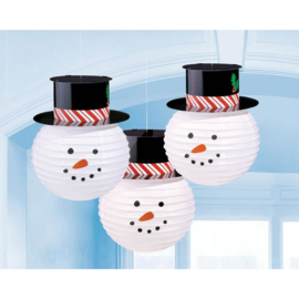 Lampion sneeuwman set van 3 stuks