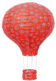 Lampion luchtballon snowflake rood - 30 cm