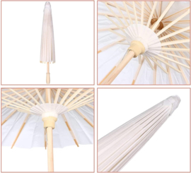 Bamboe handparasol wit - 84 cm