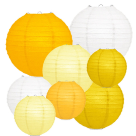 Lampion pakket met 100 gele papieren lampionnen