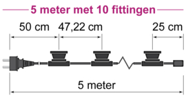 Prikkabel 5 meter voor buiten met 10 lampen