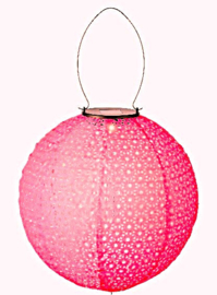 Lumineo solar lampion fuchsia met led verlichting - 25 cm