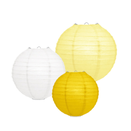 Lampion pakket geel-wit - 10 lampionnen