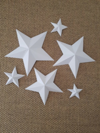 3D witte kerststerren DIY decoratie pakket - 6 stuks