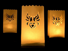 Candlebag duifje hartje 10 stuks