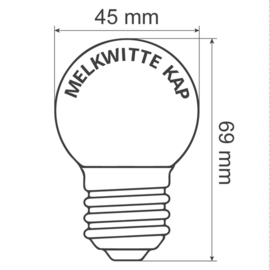 Led lamp Melkwitte kap warm wit - 1 Watt