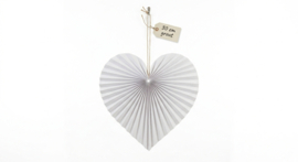 Witte decoratie hart plisse papier 30 cm