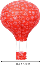 Lampion luchtballon snowflake rood - 30 cm