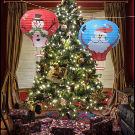 Lampion luchtballon kerstman - 30 cm