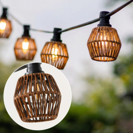 Prikkabel 5 m inclusief 5 boho lampenkapjes voor buiten