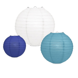 Lampion pakket lichtblauw-donkerblauw-wit - 10 lampionnen