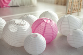 Babyshower lampionnen wit roze - 18 stuks