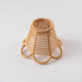 Prikkabel compleet met rotan lampenkapjes lichte houtkleur