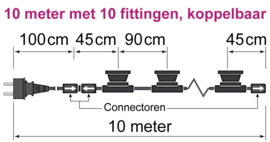 Prikkabel koppelbaar 10 meter inclusief 10 led lampen