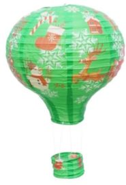 Kerst lampion luchtballon groen - 30 cm