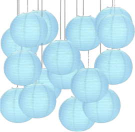 Lampionnen pakket 35 licht blauwe lampionnen