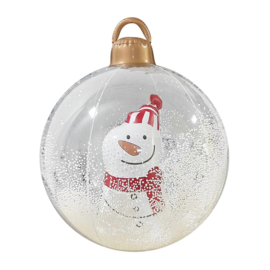Grote kerstbal doorzichtig 60 cm - Sneeuwpop erin