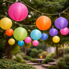 10 nylon buiten lampionnen in een kleurmix