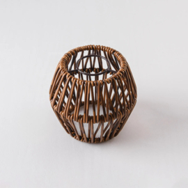 Prikkabel compleet met rotan lampenkapje donkere houtkleur