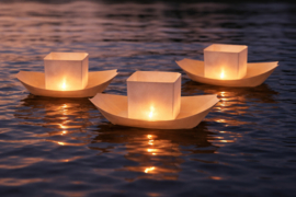 Herdenking bootje hout - kant en klaar