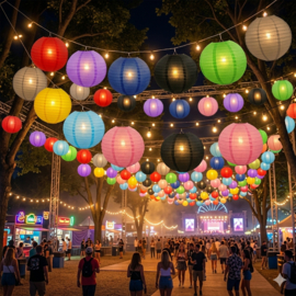 50 x grote papieren lampionnen 50 cm - Kleurmix