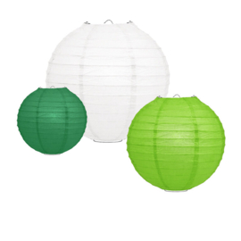 Lampion pakket groen-wit - 10 lampionnen