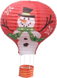 Lampion luchtballon sneeuwpop - 30 cm