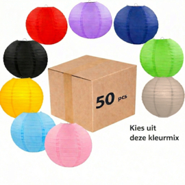 50 x grote papieren lampionnen 50 cm - Kleurmix