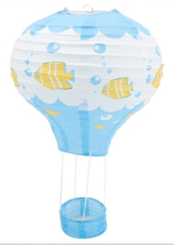 Lampion luchtballon wit blauw vissen - 30 cm