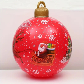 Grote kerstbal rood 60 cm - Kerstman met slee