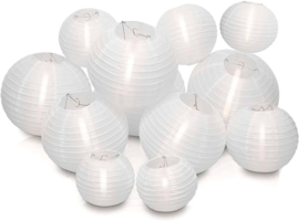Nylon lampionnen pakket wit voor buiten - 60 stuks