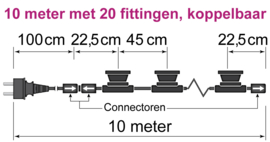 Lichtsnoer met transparante led lampen 0,7 Watt - 2000K