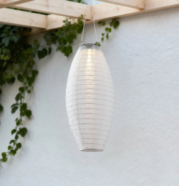 Ovale witte solar lampion 40 cm