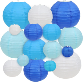 Lampion pakket met 100 blauwe papieren lampionnen