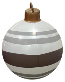 Grote kerstbal 60 cm - bruine zilver strepen