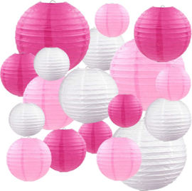 Lampion pakket met 100 roze papieren lampionnen