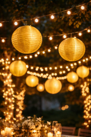 Gouden lampion rijstpapier 25 cm