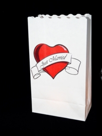 Candle bag " Just Married " 10 stuks OP=OP
