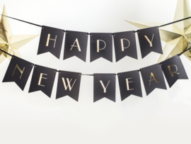Letter banner Happy New Year zwart - 1.70 m