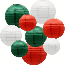 Lampion pakket met 100 papieren lampionnen Kerstkleuren