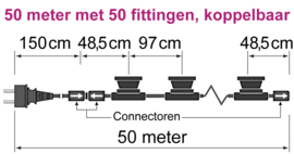 Prikkabel koppelbaar 50 meter inclusief 50 led lampen