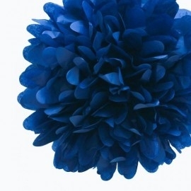 Pompon donkerblauw 35 cm