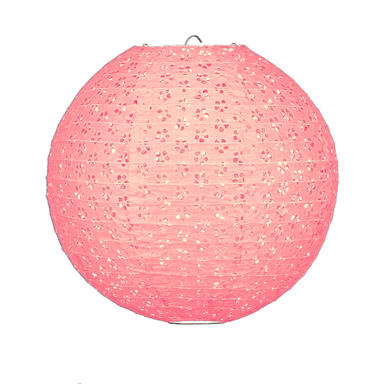Lampion roze bloemetjes motief papier 35 cm