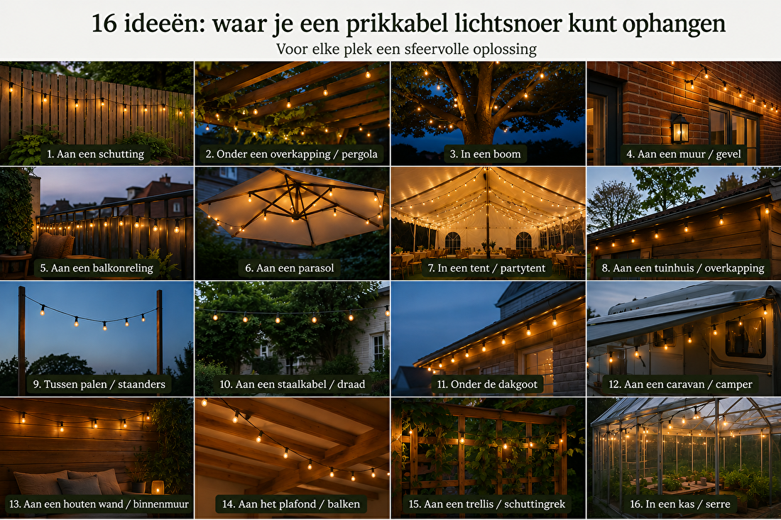 creatieve ide&euml;en om waar je een prikkabel lichtsnoer kunt ophangen
