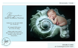Art Exclusive - Geboortekaartje jongen met foto op schelp - GB048B