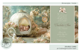 Geboortekaartje met Prinsessenkoets met bloemen en kroontje -GB058