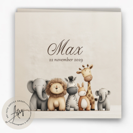 Drieluik Geboortekaartje met wilde dieren - FGB024