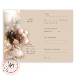 Uitnodigingen kinderfeestje -  Little Daisy (8 Dubbelgevouwen invulkaarten) - BCI045